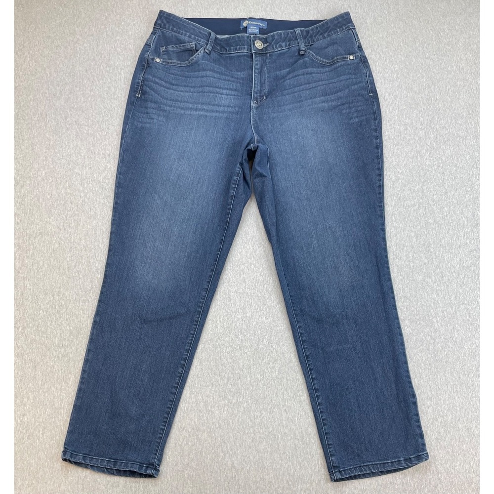 Democracy Jeans Womens 20W Blue Cotton Blend Stretch High-Rise Straight